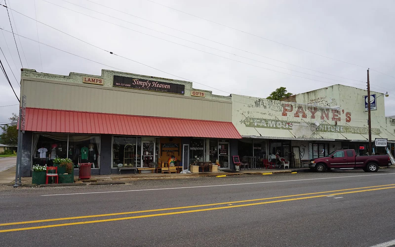 Storefronts along Main Street in Caddo Mills, Texas