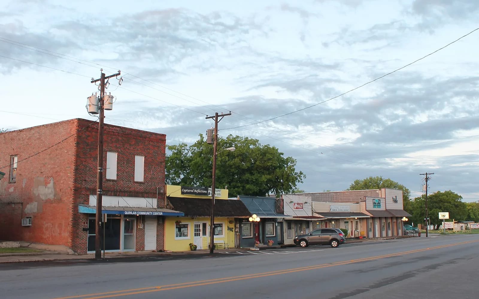 Downtown businesses in Quinlan, Texas