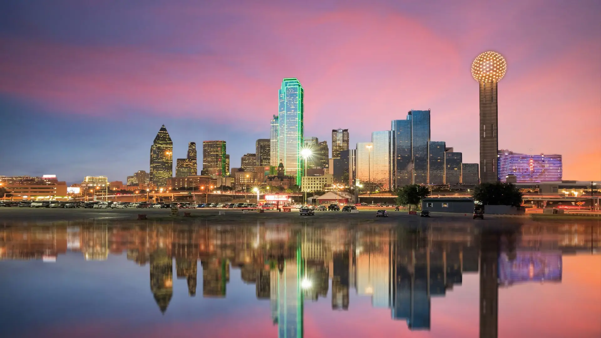Dallas skyline at sunset
