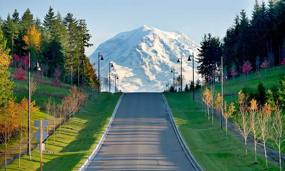 Mount Rainier viewed from eastern Pierce County near Orting, Washington